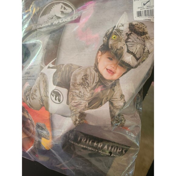 Infant Jurassic World Hatchling Triceratops Costume Baby 6-12 Months Dinosaur - Picture 5 of 10